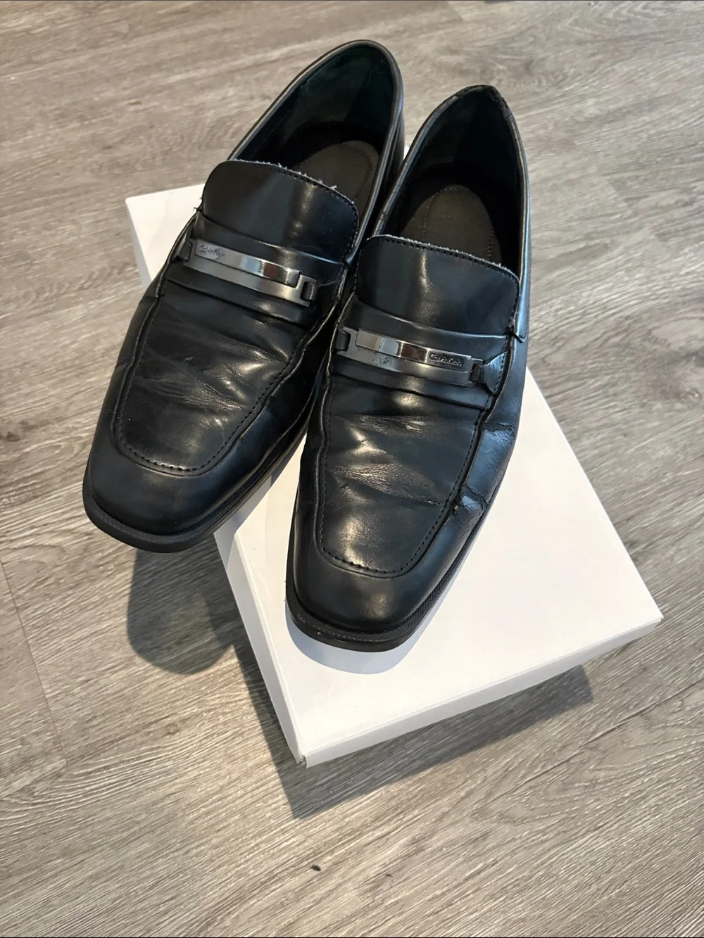 Men's Black Leather Slip-On Loafers with Silver Accent Ezra Leather